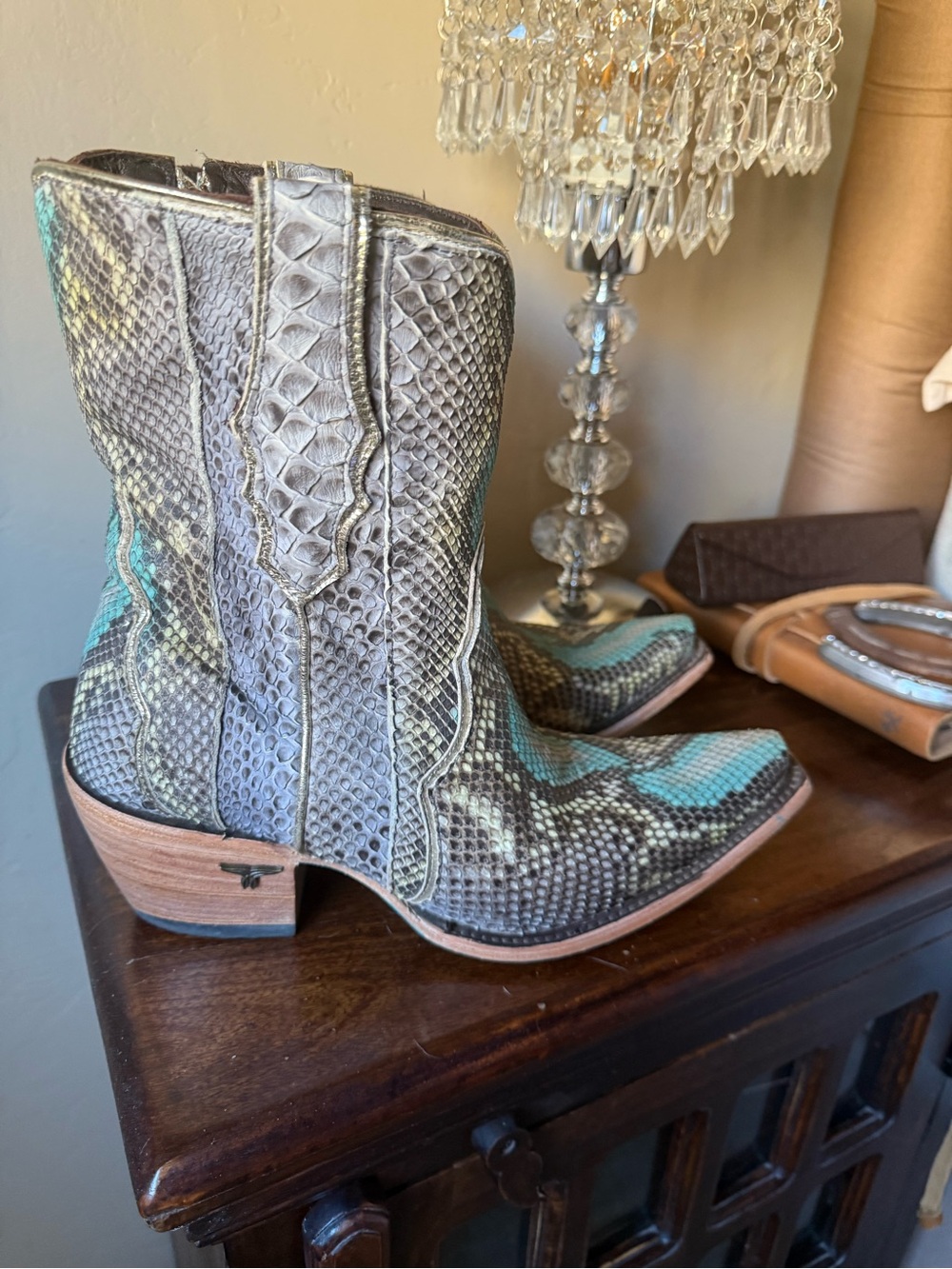 Lane Vickson Exotic Snakeskin Watercolor boots